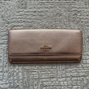 Coach Metallic Rose Gold Slim Fold Wallet